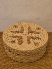 Vintage Wicker Rattan Placemats Set of 6 Round Tableware Holder And Lid Natural