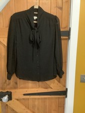 Somerset by Alice Temperley - black tie neck blouse - size 12 - New