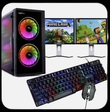Gaming PC Bundle Intel Quad Core 8GB 1TB Windows 10 GT1030 DUAL SCREEN Budget 