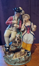 Vintage Staffordshire  RWOOD Figurine Shepherd & Shepherdess w Dog Lamb Goat