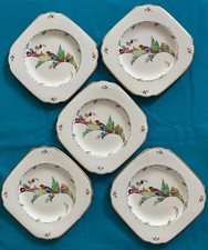 Set of 5 Tuscan Plant China Plates - Bird of Paradise - Vintage Art Deco Style