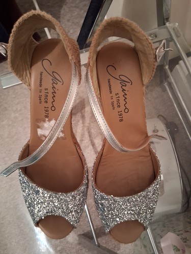 Silver sparkly wedges - ., size