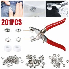 UK~201PCS Prong Pliers Ring Press Studs Snap Popper Fasteners 9.5mm DIY Tool Kit