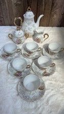 Vintage Coffee/tea Set For 6 Floral Rose Patten - Foreign Marked