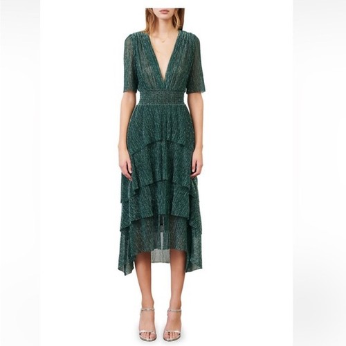 Maje green stretch midi dress