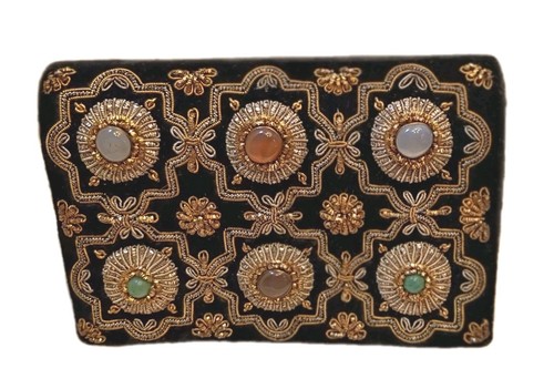 Black velvet zardozi gemstone - black,