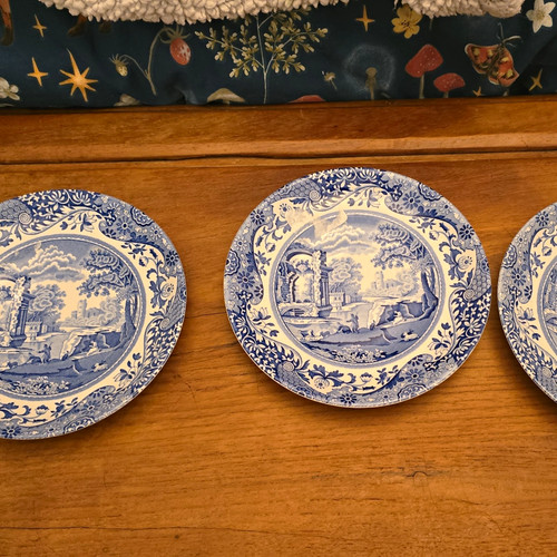 Spode blue italian side - side, plates