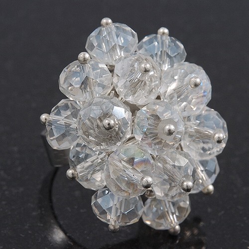 Transparent white cluster ring - transparent,