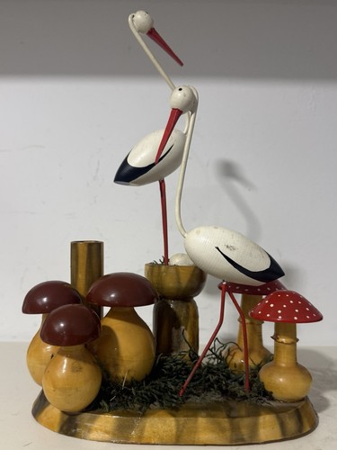 Wooden bobber stork folk art - bobber,