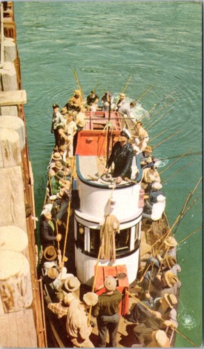 Postcard deep sea fishing - sea, boat