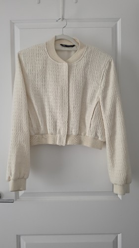 Zara cream boucle short bomber - cream,