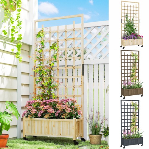 Wooden trellis planter raised - wooden,