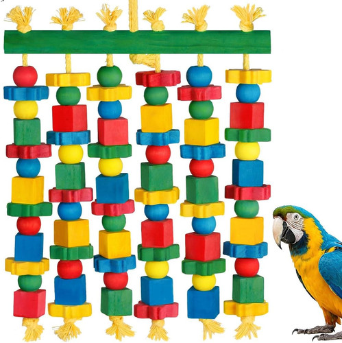 Large parrot toy natural wood - large,