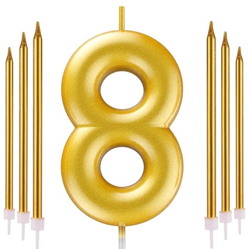 Gold number candle - 6, stick