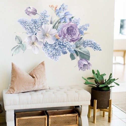 Romantic purple flowers wall - romantic,