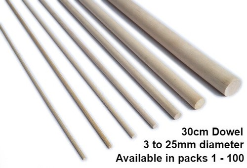 30cm birch hardwood dowels - birch, *
