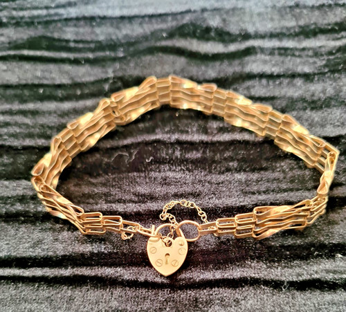 9ct gold bar gate bracelet - bar,