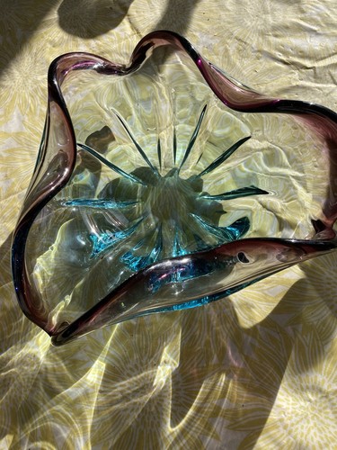 Hand blown glass - bowl, heavy