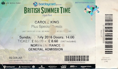 Concert ticket carole king - carole,