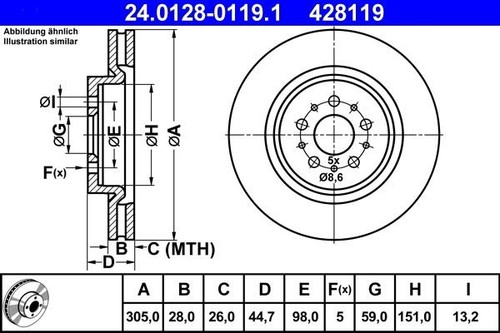 Brake disc alfa romeo - 147, 3.2