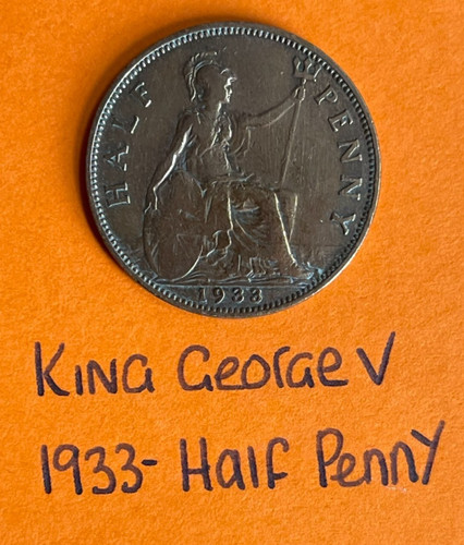 King george half penny coin - king,