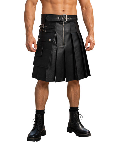 Men black leather gladiator - men's,