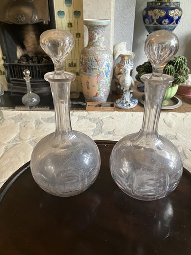 Pair antique bulbous glass - bulbous,