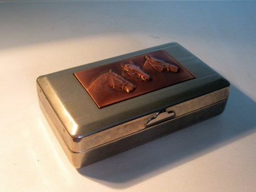 Metal tobacco tin - metal,