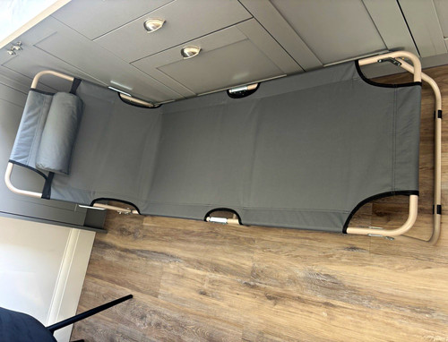 Grey folding camping cot - folding,