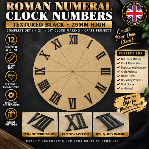 25mm roman numeral clock - 25mm,
