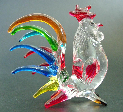 Art glass cockerel - glass,