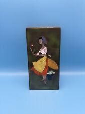 Vintage Handmade Ceramic Tile Plaque Washer Woman With Flowers