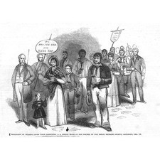 Royal Humane Society Procession of Persons Saved From Drowning - Old Print 1846