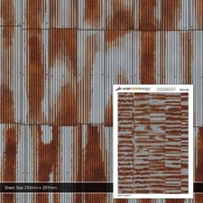Scale Model Scenery TX012 OO Gauge Rusty Corrugated Iron Texture Paper (x5)
