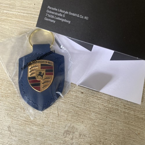Porsche crest blue keyring key - keyring,