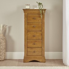 French Louis Oak 5 Drawer