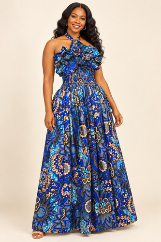 African print long circle - print,
