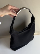 Tom Ford Gucci 90s Black Canvas Leather Shoulder Hobo Bag Handbag Vintage Italy