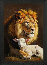 Lion and Lamb Painting Framed