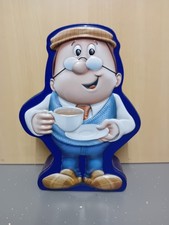 OFFICIAL TETLEY TEA FOLK - 10" SHAPED/EMBOSSED GAFFER BISCUIT TIN 2017 (EMPTY)