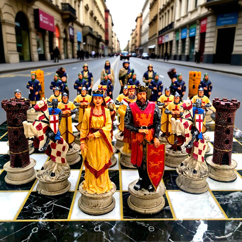 Medieval crusaders chess set - medieval,