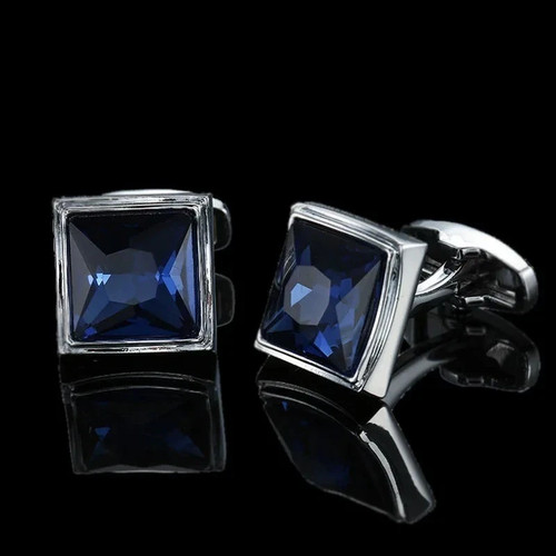 Men blue crystal cufflinks - men's,