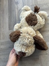 Vintage Floppy Dog Soft Toy Laying Plush cream Brown Puppy unbranded beanie 16”