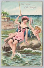 Comic bathing belles 'Catch of the Season' Edwardian seaside glamour