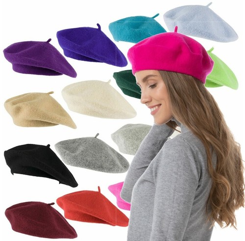 Plain beret hat wool autumn - plain,