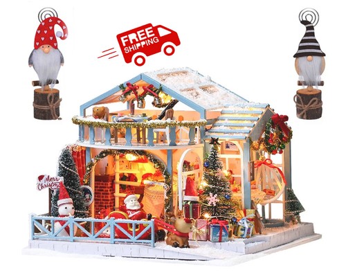 Wooden christmas dollhouse - wooden,