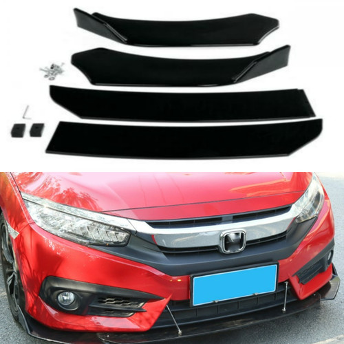 Gloss black front bumper lip - black,