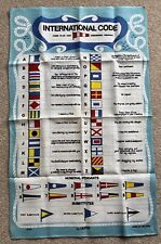 Vintage Irish Linen Tea Towel Ulster International Code Nautical 78cm X 49cm