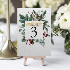 CHRISTMAS frame TABLE numbers rustic berries greenery wedding gold cards decor