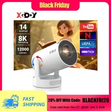 XGODY Android 14  Projector 8K Support Portable Mini WiFi Bluetooth 12000 Lumen